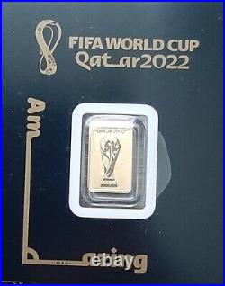 FIFA World Cup Qatar 2022 PAMP SUISSE 1 gram Bullion Gold Bar Serial # 6868