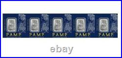 Five (5) x 1g Platinum Bars Pamp Suisse Lady Fortuna Strip of 5 Bars. 9995