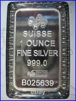 GORGEOUS 25 PIECE BOX OF PAMP SWISS. 999 SILVER BAR 1 OZ. IN ASSAY Pamp Suisse