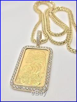 Gold 24kt PAMP Suisse Swiss 1 Oz Custom Bar Pendant Charm 3.9 cts Necklace Sale