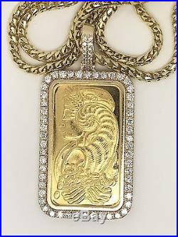 Gold 24kt PAMP Suisse Swiss 1 Oz Custom Bar Pendant Charm 3.9 cts Necklace Sale