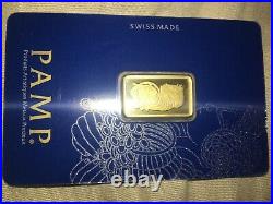 Gold 5 Gram Pamp Suisse Lady Fortuna Bar Pendant 24k And 14k Gold