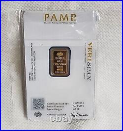 Gold Bar 2.5 Gram PAMP Suisse Fortuna 999.9 Fine in Sealed Assay