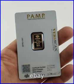 Gold Bullion Bar 2.5g 999.9 Fine Pure PAMP Suisse Ingot Au Art 999 Investment