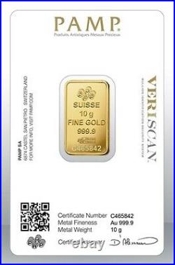 Gold bullion Pamp 10g minted bar Sealed + Certificate