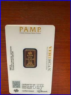Gold bullion Pamp 2.5g minted bar Sealed + Certificate