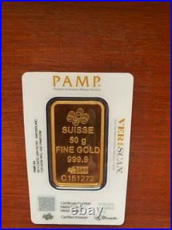 Gold bullion Pamp 50g minted bar Sealed + Certificate