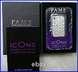IcOns SKINS Stylish Silver BIG Bar Leopard with hanger RARE SUISSE-PAMP 20g