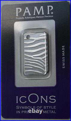 IcOns SKINS Stylish Silver Bar ZEBRA with hanger SUISSE-PAMP