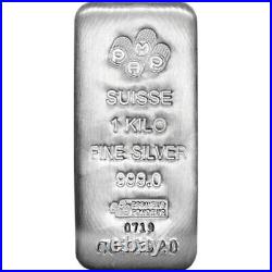 Kilo 32.15 Oz. Silver Bar, PAMP Suisse. 999 Fine With Assay Certificate