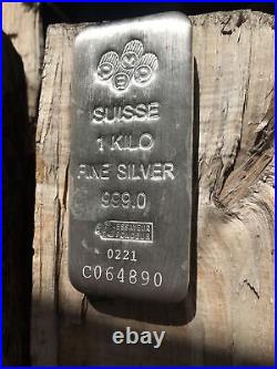Kilo 32.15 oz Silver Bar PAMP Suisse. 999 Fine with Assay Certificate