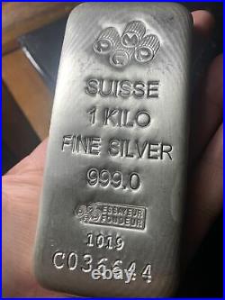 Kilo Pamp Suisse Silver Bar. 999 Fine With Assay Card