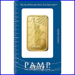 L@@K PAMP 1oz GOLD Bar Statue of Liberty Minted PREPPER Survival Investment