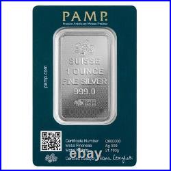 LOT OF 10 PAMP Suisse Lady Fortuna 45th Anniversary 1 oz Silver Bar (In Assay)