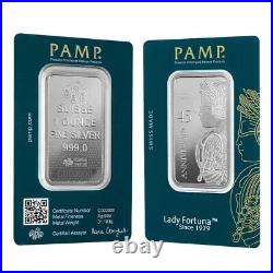 LOT OF 10 PAMP Suisse Lady Fortuna 45th Anniversary 1 oz Silver Bar (In Assay)