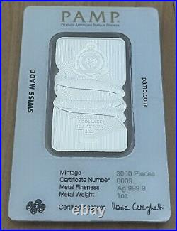 LOW Serial # 9 Nature's Grip Sunbeam Snake 1 oz Silver Bar PAMP Suisse 2023 Niue