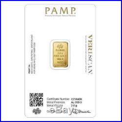 Lady Fortuna 2.5g. 9999 Gold Minted Bullion Bar PAMP Suisse