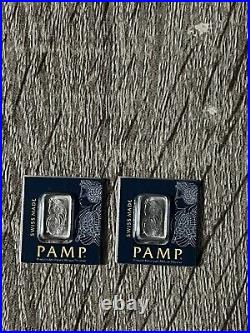 Lot 2 X 1 Gram Pamp Suisse. 9995 Fine Platinum Lady Fortuna Bar Assay Multigram
