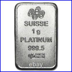 Lot 5 X 1 Gram Pamp Suisse. 9995 Fine Platinum Lady Fortuna Bar Assay Multigram