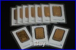 Lot Of 10 Pamp Suisse Or Credit Suisse 1 Oz. 999 Gold Bars 10 Ounces Total