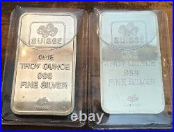 Lot Of 2-Pamp Suisse Chiasso Fortuna. 999 Fine Silver Bars