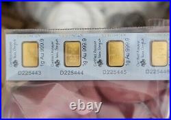 Lot Of (4) 1 gram PAMP Suisse. 9999 Fine Gold Lady Fortuna Bar In Assay -Lucky