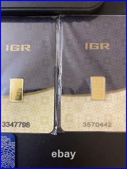 (Lot Of 6) 1 gram Gold Bars 6 grams total 999.9 Fine in Sealed Assays
