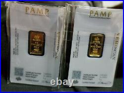 Lot Of Two 5 Gram Gold Bars-pamp Suisse-lady Fortuna-veriscan In Assay-8 Pics
