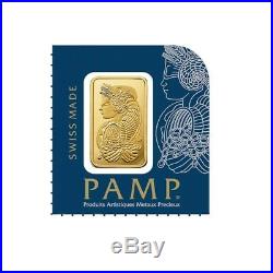 Lot of 10 1 gram Gold Bar PAMP Suisse Lady Fortuna. 9999 Fine In Assay from