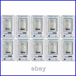 Lot of 10 1 oz Pamp Suisse Platinum Bar. 9995 Fine With Assay Certificate