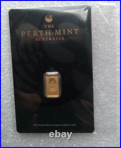 Lot of (2) 1 Gram Gold Bars in Assay Perthmint Black Swan & Pamp Sussie Veriscan