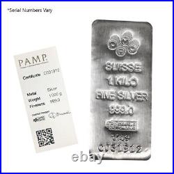Lot of 2 1 Kilo PAMP Suisse Silver Cast Bar. 999 Fine (withAssay)