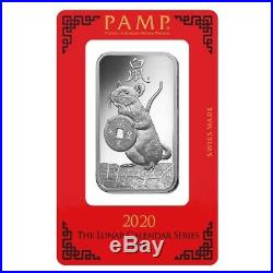 Lot of 2 1 oz PAMP Suisse Year of the Mouse / Rat Platinum Bar (In Assay)