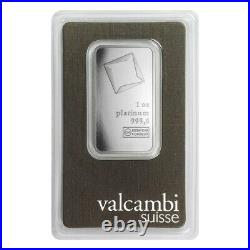 Lot of 2 1 oz Platinum Bar Valcambi Suisse. 9995 Fine (In Assay)