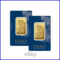 Lot of 2 Gold 1 oz PAMP Gold Suisse Lady Fortuna. 9999 Fine Sealed Bars