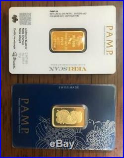 Lot of 2 PAMP Suisse 10 Gram. 9999 Gold Bar Fortuna With Assay