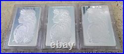 Lot of 2x 10 oz & 1x 5 oz (25 oz Total) Pamp Suisse Lady Fortuna Silver Bars