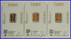 Lot of (3) Pamp Suisse 2.5 Gram. 9999 Fine Gold Fortuna Bullion Bars