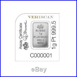 Lot of 5 1 g Platinum Bar PAMP Suisse Lady Fortuna In Assay from Multigram+25