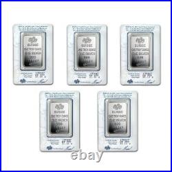 Lot of 5 1 oz Pamp Suisse Lady Fortuna. 999 Fine Silver Bar In Assay Card