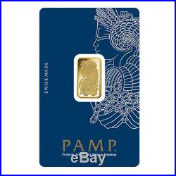Lot of 5 5 gram Gold Bar PAMP Suisse Lady Fortuna Veriscan. 9999 Fine In Assay