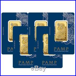 Lot of 5 Gold 1 oz PAMP Suisse Lady Fortuna. 9999 Fine Bars with BANK WIRE ONLY