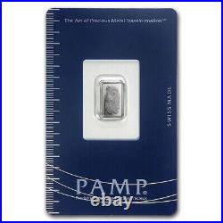 Lot of 5 PAMP Suisse 1 gram Palladium Bar. 9995 Fine Palladium In Assay Card