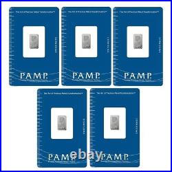 Lot of 5 Pamp Suisse Fortuna 1 gram Platinum Bar 999.5 Fine in Sealed Assay