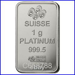 Lot of 5 Pamp Suisse Fortuna 1 gram Platinum Bar 999.5 Fine in Sealed Assay