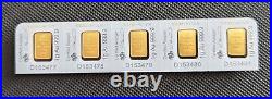 (Lot of 5) Pamp Suisse Gold Bar Lady Fortuna 1 Gram 1g. 9999 24k in Assay Card