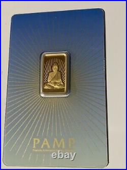 MINT and RARE. 999 GOLD 5g 5 Grams Buddha PAMP Bar In Assay
