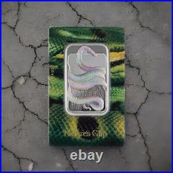 NATURE'S GRIP Green Anaconda Snake 2024 1 oz Pure Silver Bar Niue PAMP Suisse