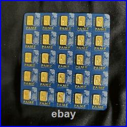 NEW with Assay 25 X 1 Gram Divisible PAMP Suisse MULTIGRAM Gold Bar IN STOCK