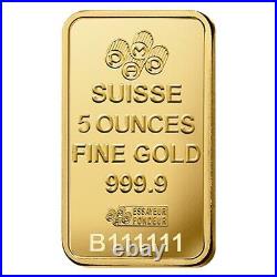NOT VERISCAN 5 oz PAMP Suisse Lady Fortuna Gold Bar. 9999 Fine (In Assay)